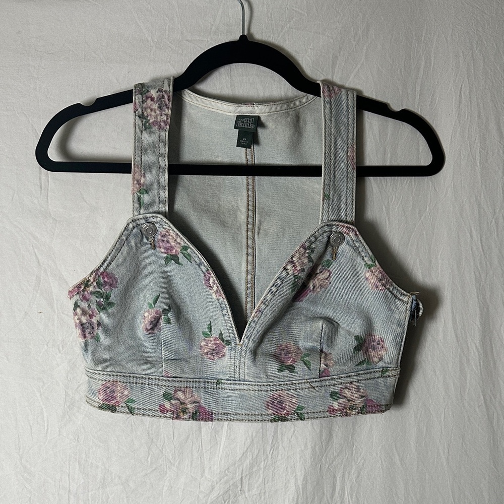 Wild Fable Floral Denim Crop Top